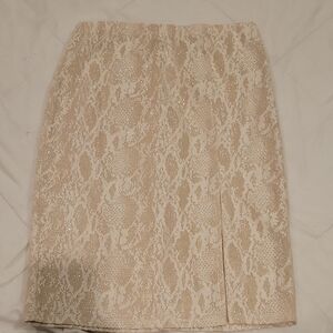 Haute Monde Cream Textured Pencil Skirt
